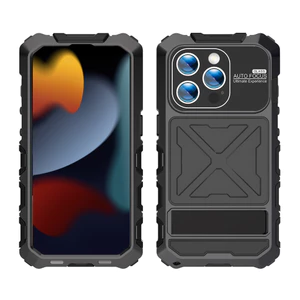 R-just Mới Sang Trọng Kim Loại Giáp Trường Hợp Cho Iphone 15 14 16 Pro Max Plus Bảo Vệ Hạng Nặng Vỏ Điện Thoại Nhôm Kim Loại