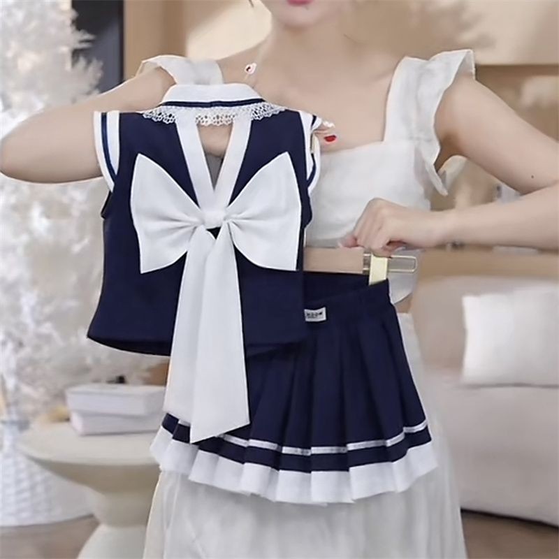 Bé Gái Mùa Hè Đại Học Trẻ Em Phù Hợp Với Bé Gái Hai Mảnh Phong Cách Mới Xếp Ly Váy Mùa Hè Ren Đầm Thời Trang