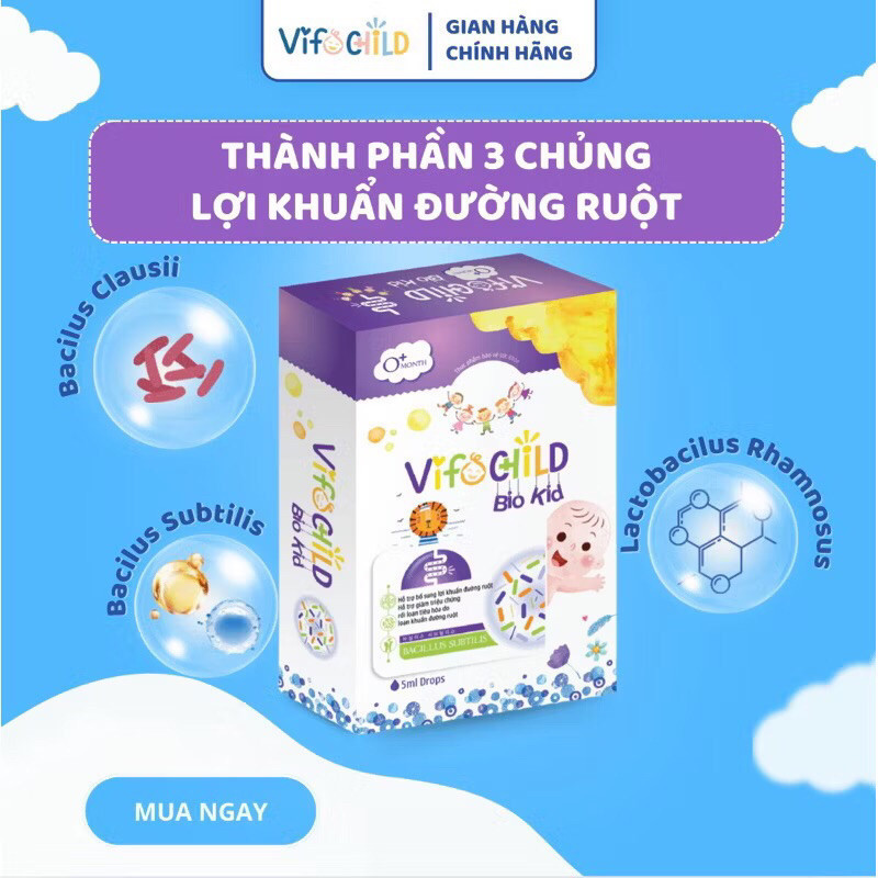 Men vi sinh VIFOCHILD 5ml Bio Kid Giúp hệ tiêu hóa của bé luôn khỏe mạnh Baby 3