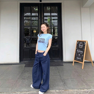 áo baby tee ôm body màu xanh dương kiểu dáng cute hàn quốc đẹp Eleclassm  áo thun local brand