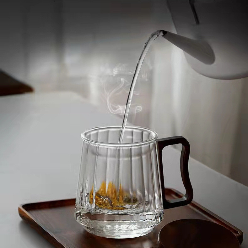 Cốc thủy tinh chịu nhiệt Borosilicate cao 500ml có nắp tách nước trà Thiết bị gia dụng cao, cốc trà văn phòng