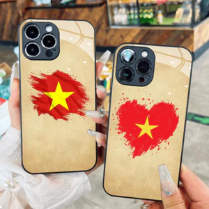 Cờ Đỏ Ngôi Sao Vàng Màu Nước Kính Dành Cho iPhone 16 17,15 14 13 12 11 8 7 6 6s 6p 7p 8p 6g 7g 8g Pro Max XR XS