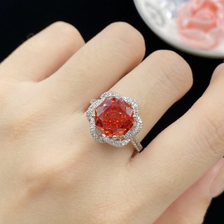 Châu Âu Mỹ ins Phong Cách Mới Hoa Hồng Cắt Hình Bát Giác Trung Quốc Đỏ Zircon Full Kim Cương Phù Hợp Với Nữ