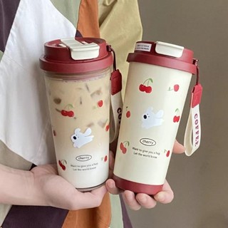 Cốc Nước SOULSPACE, Bình Nước 550ml Chống Rò Rỉ, Dây Mang Dễ Thương Uống Đôi Dung Tích Lớn Cốc Cà Phê Sinh Viên