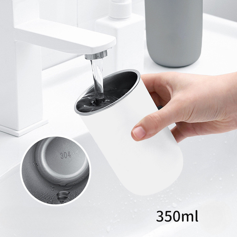 Cốc súc miệng nam châm 304 inox treo tường, không đục lỗ, dung tích lớn, đựng bàn chải đánh răng gia đình