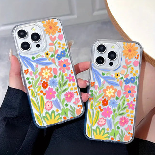 Vỏ thiết kế hoa sống động Thích hợp cho Iphone 11promax 16pro 16promax X XR XSMAX 12 13 14 15 pro max 12mini 13mini Vỏ mặt sau 14promax 15plus