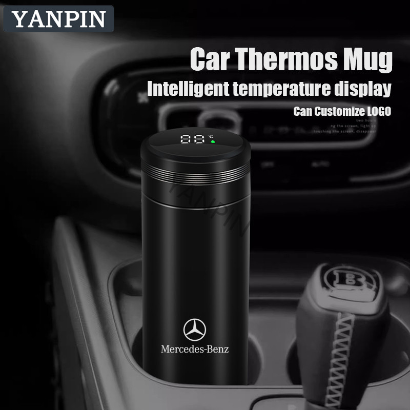 Dành Cho Xe Mercedes Benz Giữ Nhiệt Xe Cốc Hiển Thị Nhiệt Độ Cốc Giữ Nhiệt Kinh Doanh Thông Minh Cốc W210 W124 W203 W204 C200 W140 W176 W205 W123 W220 W211 W212 GLA GLB AMG