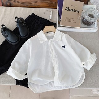 Áo sơ mi bé trai cotton trẻ em mùa thu phong cách phương Tây