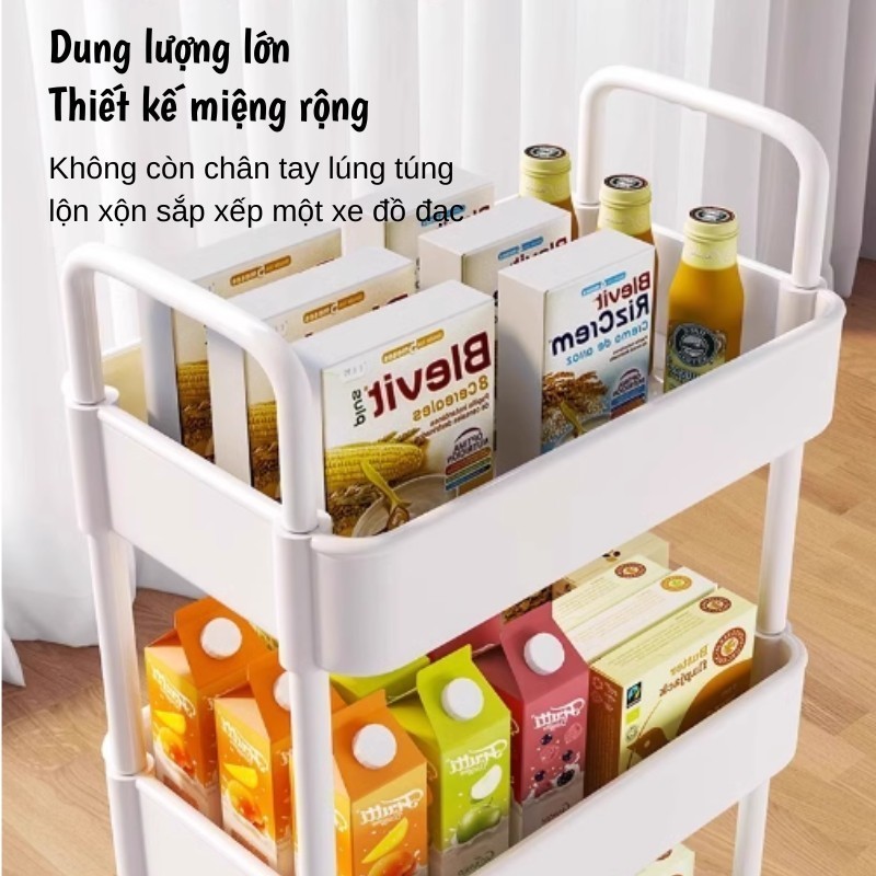 Kệ đựng đồ 4 tầng đa năng có bánh xe đẩy chuyên dụng cho spa, phòng tắm, bếp