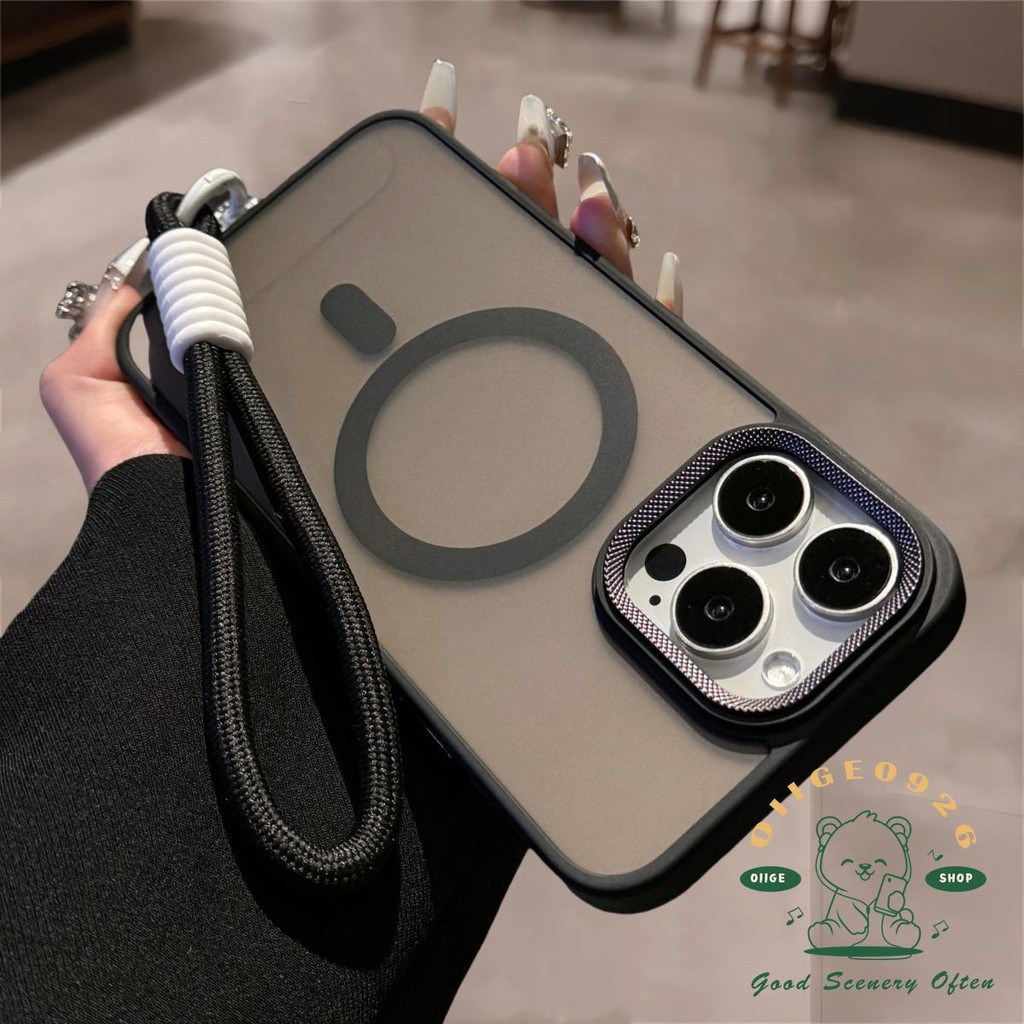 【 Ốp lưng iphone16 】 Dây buộc màu sa mạc Vỏ điện thoại dạng lỏng mờ từ tính iphone16 Pro Max 15 14 13 12 11 cho vỏ iPhone Vỏ mềm silicon TPU + PC chống sốc