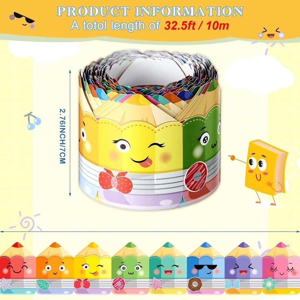 CHEESELY Bảng phấn Bản tin viền bảng, Giấy viền giấy DIY, 7cm Tự dính viền lớp học Trang trí thủ công