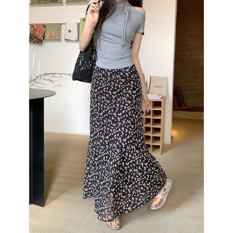 SUXI Váy dài hoa cổ điển giản dị đơn giản dành cho nữ mùa hè mới 250622