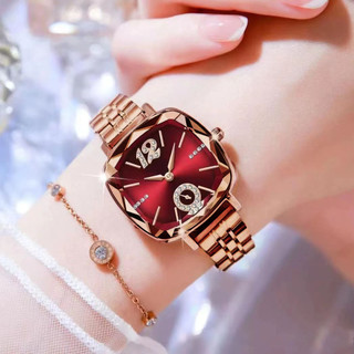 Đồng hồ nữ đeo tay dây titan nguyên khối không gỉ, đồng hồ nữ mặt vuông đá cường lực sang-Mã DH25