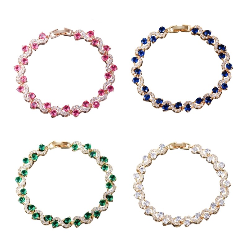 Vòng tay đính đá Cubic Zirconia nhiều màu exhila có khóa tôm hùm an toàn Phụ kiện thủ công