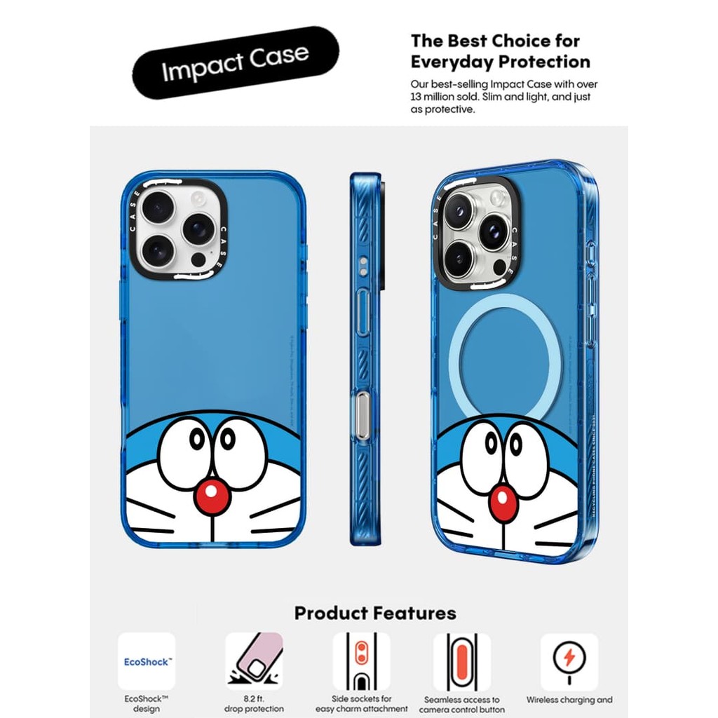 CASECASE X Tùy Chỉnh Doremon Ốp Lưng Bầu Trời Màu Xanh Trong Suốt Cứng Hút Từ Tính Tác Động Dành Cho Apple IPhone 12 13 14 15 16 Pro Max Plus Có Hộp