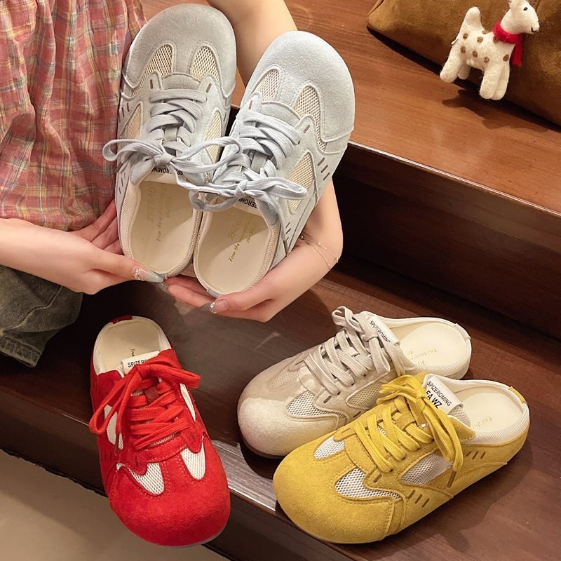 🔥Còn hàng🔥Giày lười nữ Dép nửa ngón chân đế dày lưới Đáy mềm và thoáng khí