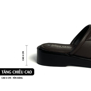 Dép Da Nam Quai Bản IGU_M722,Dép Trung Niên Đế Nâng 5CM Cao Cấp.