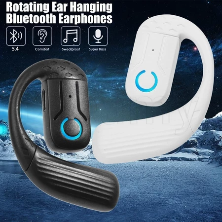 Tai nghe Bluetooth một tai xoay - Tai nghe giảm tiếng ồn thể thao xoay được - Tai nghe có móc tai - 180° Tai nghe không dây xoay - Tai nghe sạc Type-C có thể điều chỉnh