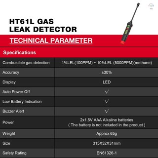 Máy dò rò rỉ khí cầm tay HABOTEST HT61L Máy kiểm tra khí đốt metan Máy phân tích nồng độ khí di động với màn hình kỹ thuật số Dụng cụ rò rỉ đồng hồ đa chức năng Báo động âm thanh