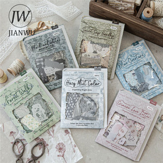 JIANWU Mảnh Vải Series Vintage Hoa Phong Cảnh Chất Liệu Cắt Dán Sáng Tạo DIY Tạp Chí Sổ Lưu Niệm Văn Phòng Phẩm