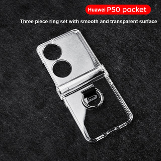PC Trong Suốt Giá Đỡ Nhẫn Ốp lưng Huawei P50 Pocket 5G Pocket 2 Pocket S Bảo Vệ 3 Miếng Ốp Lưng Chống Sốc