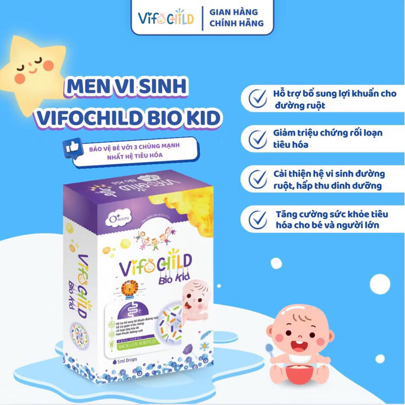 Men vi sinh VIFOCHILD 5ml Bio Kid Giúp hệ tiêu hóa của bé luôn khỏe mạnh Baby 3