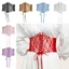 Thắt lưng Corset ren WOODNEST, Thắt lưng thêu hoa bằng da PU lụa co giãn, Thắt lưng cơ thể giảm béo co giãn rộng trang trí thời trang dành cho nữ Cô gái cô dâu