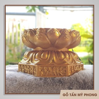 Đế đài sen để tượng Phật | Đôn gỗ hoa sen | Đế Sen Tháp tỏi bằng gỗ tự nhiên nguyên khối