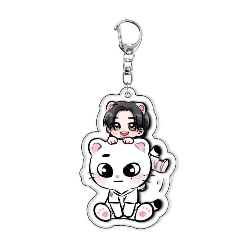 HK1 Stray Kids Acrylic Móc Khóa Sinh Viên Ba Lô Dễ Thương Mặt Dây Chuyền Bang Chan Phụ Kiện Hoạt Hình Ngoại Vi KH1