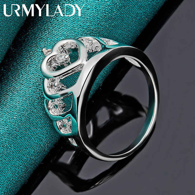 URMYLADY Bạc 925 Vương Miện Tình Yêu 7-10 # Nhẫn Nữ Tiệc Cưới Thời Trang Quyến Rũ Trang Sức