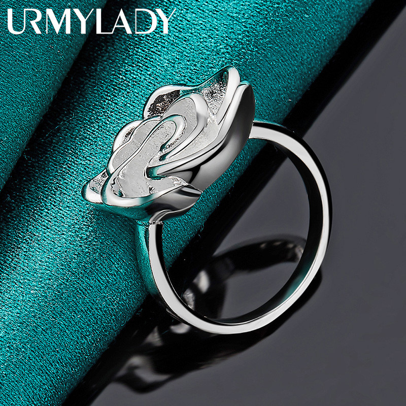 URMYLADY Nhẫn Hoa Bạc 925 Mới Cho Nữ Mỹ Thanh Lịch Trang Sức Dự Tiệc Thời Trang