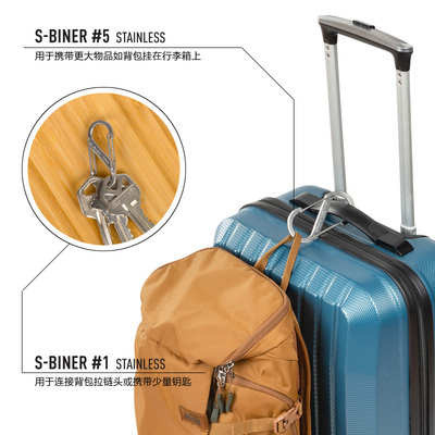 Niteize Thép không gỉ Carabiner 8 hình, móc khóa đa năng, treo chai nước, móc mở đôi