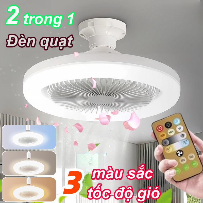 Quạt Trần Đèn,  LED quạt đèn, quạt gió đèn,Đèn 3 Màu Điề，Khiển Từ Xa 2 Trong 1，Chức năng tiếng ồn thấp