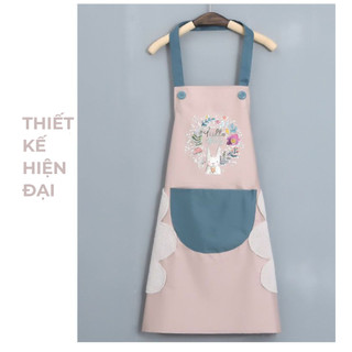Tạp dề nhà bếp chống thấm nước BUNA có túi họa tiết dễ thương dành cho nam và nữ Tạp dề có bông lau