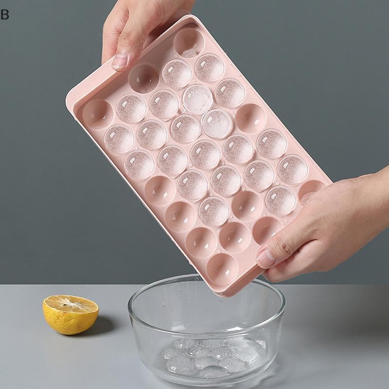 B & N 1 Khay Tròn 3D Có Nắp Nhựa Hình Cầu Phong Cách Đá Khuôn DIY Khuôn Làm Đá Dụng Cụ Nhà Bếp.