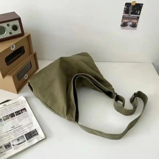 EARTHLYCO Túi đeo vai vải Canvas dung tích lớn, túi Tote du lịch đa năng Hàn Quốc đi học