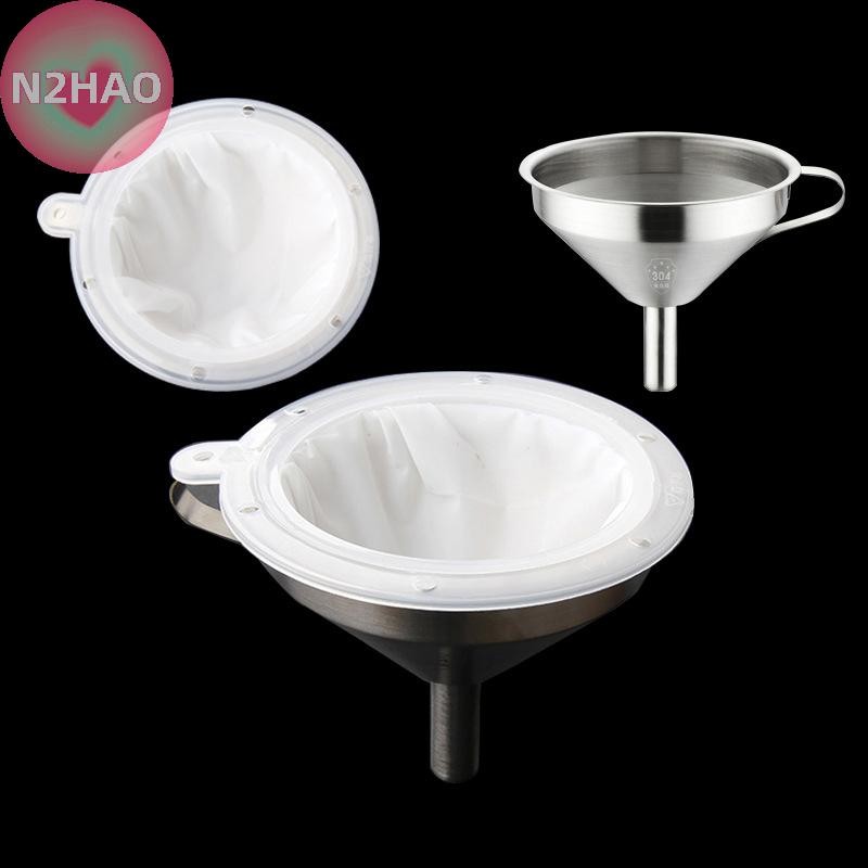 N2HAO 100 / 120 / 200 / 300 / 400 / 450 Lưới Lọc Nylon Phễu Inox Cho Sữa Trái Cây Y Học Truyền Thống Trung Quốc Dầu Rượu Trắng n