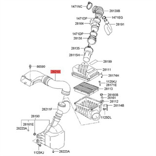 Ống dẫn khí làm sạch ô tô 28210-2E100 282102E100 cho 2.0L 2.0L 05-10