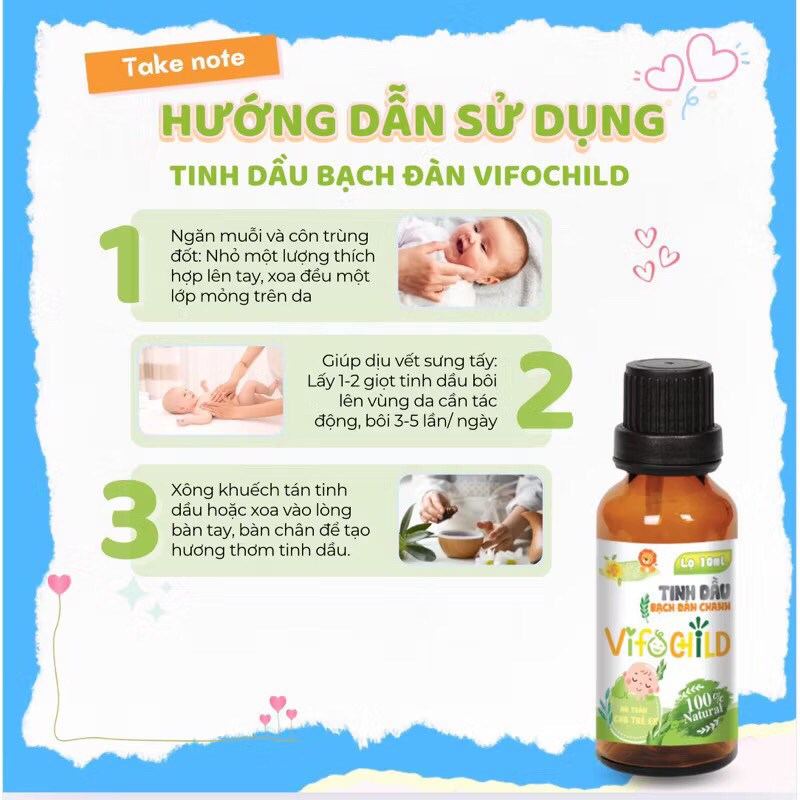 Tinh dầu bạch đàn chanh VIFOCHILD 10ml Đuổi muỗi Côn trùng Làm dịu vết đốt của bé Xông phòng hiệu quả Baby 3