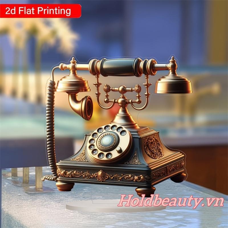 Điện Thoại Cố Định Trang Trí Bàn Retro Quay Số Điện Thoại Hình Acrylic Phẳng Đồ Trang Trí Trung Tâm Cho Gia Đình