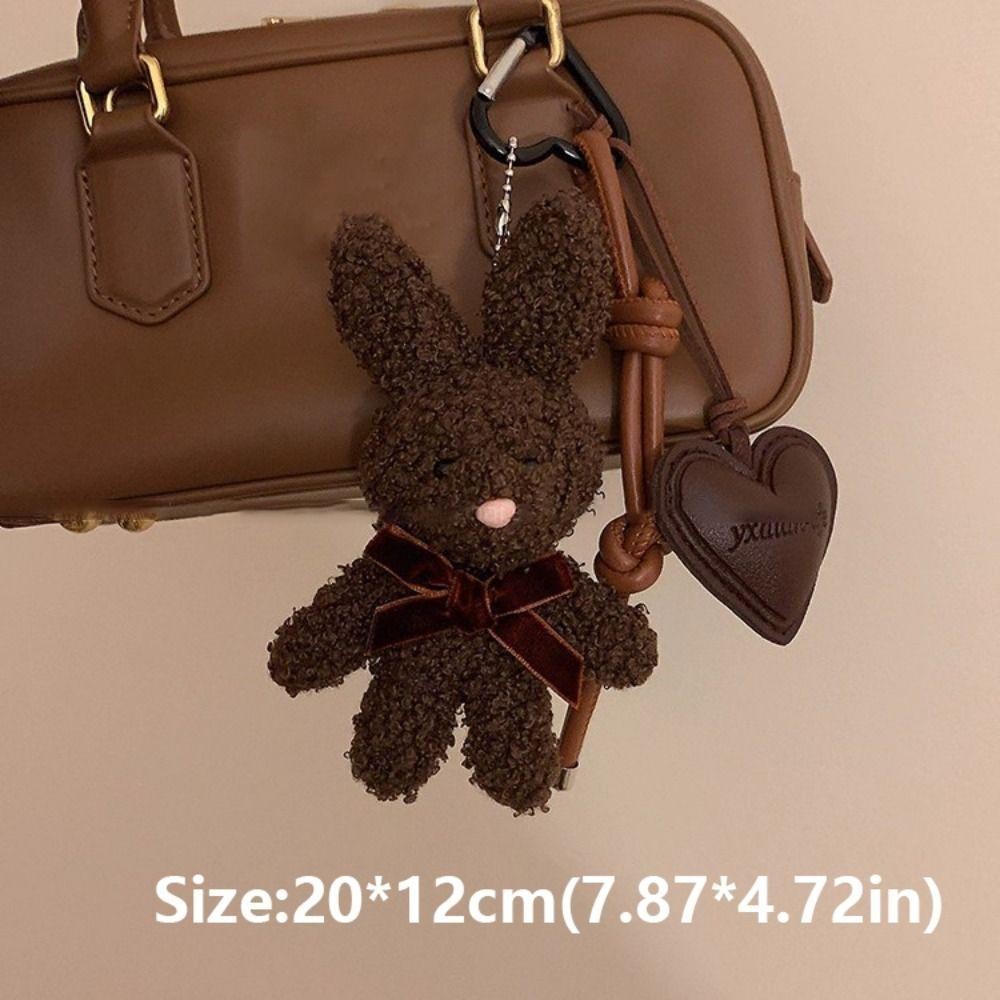 Móc khóa thỏ HOBBYIN, Mặt dây chuyền trái tim bằng da sang trọng Kawaii, Cặp đôi móc khóa xe búp bê hoạt hình