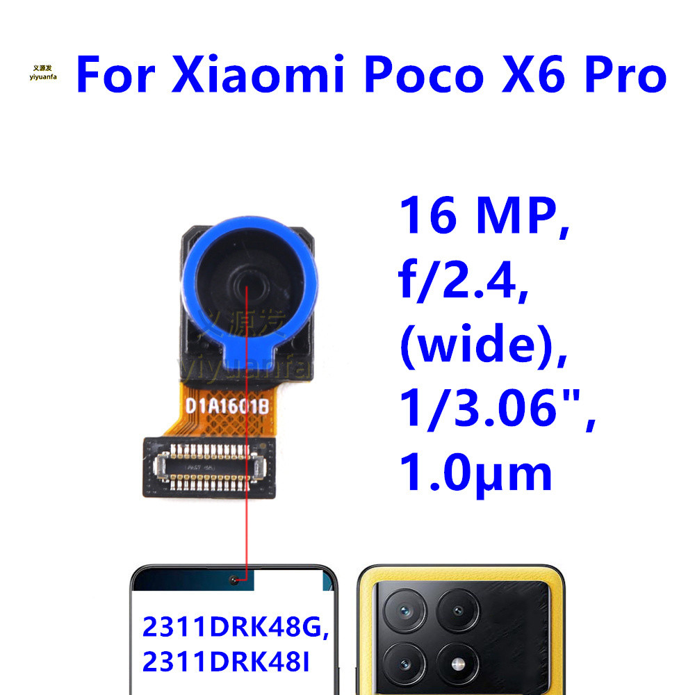 Mặt Sau Lớn Phía Sau Camera Chính Module Cho Xiaomi Poco X6 Pro 2311DRK48G, 2311DRK48I Camera Trước Nhỏ Cáp Mềm Siêu Rộng