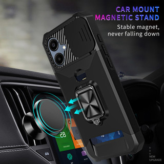 Dành Cho Samsung A06 Ốp Lưng Có Trượt Camera Bao Đựng Thẻ Nhẫn Chân Đế Chịu Lực Bảo Vệ Mỏng Bao Da