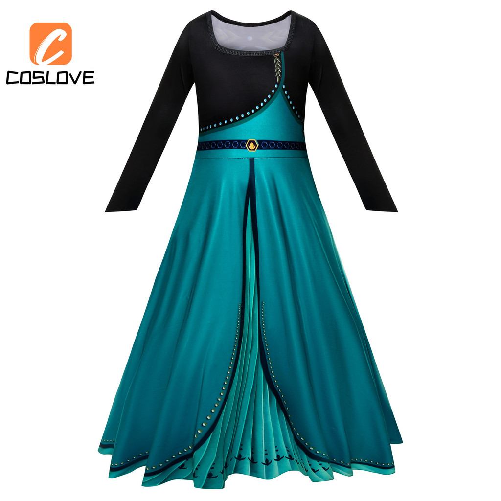 Anime Frozen Anna Elsa Cosplay Quần Áo Trọn Bộ Trang Phục Trang Phục Cho Bé Gái Váy Xanh Váy Cosplay Đảng Biểu Diễn