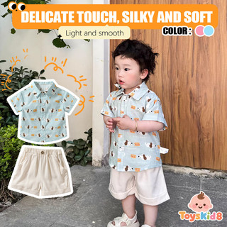 Mùa hè Hàng Mới Về Áo liền quần Bé Trai In Hình Chú Chó Con 2 Chiếc Mềm Mại Thoải Mái (Quần Áo Trẻ Em)