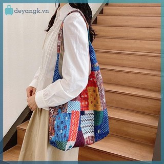 Deyangk Fanshen Phong Cách Dân Tộc Chắp Vá Túi Đeo Vai Bohemian Thường Ngày Dung Tích Lớn Đi Lại Người Mua Sắm Túi Tote VN