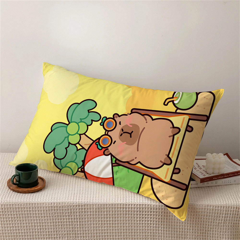 Vỏ gối hình chữ nhật Capybara Vỏ gối Polyester in một mặt (Không có lõi)