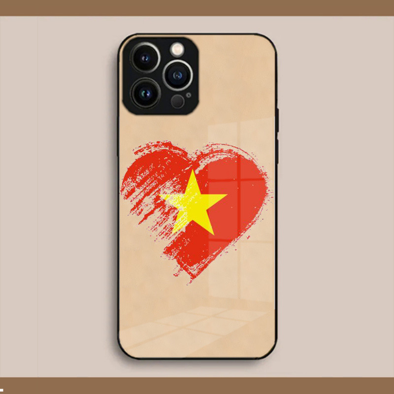 Cờ Đỏ Ngôi Sao Vàng Màu Nước Kính Dành Cho iPhone 16 17,15 14 13 12 11 8 7 6 6s 6p 7p 8p 6g 7g 8g Pro Max XR XS