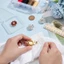 Vỏ nút kim cương giả SMILE, Bộ nắp nút hợp kim đính đá, Phụ kiện DIY sáng tạo Hộp nút áo sơ mi cho nam nữ