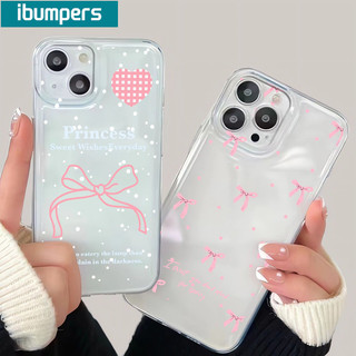 ibumpers Ốp Lưng IPhone Họa Tiết Nơ Màu Hồng Đẹp Ốp Điện Thoại Trong Suốt TPU Mềm Chống Sốc Cho IPhone 16 15 14 12 13 11 Pro Max IP 7 8 Plus X XS XR